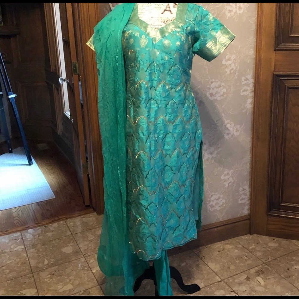 Emerald  salwar kameez 3 pieces Indian outfit